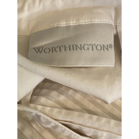 Worthington Womens Sz 14 Sleeveless Collared Blouse White Button Up - Picture 7 of 8